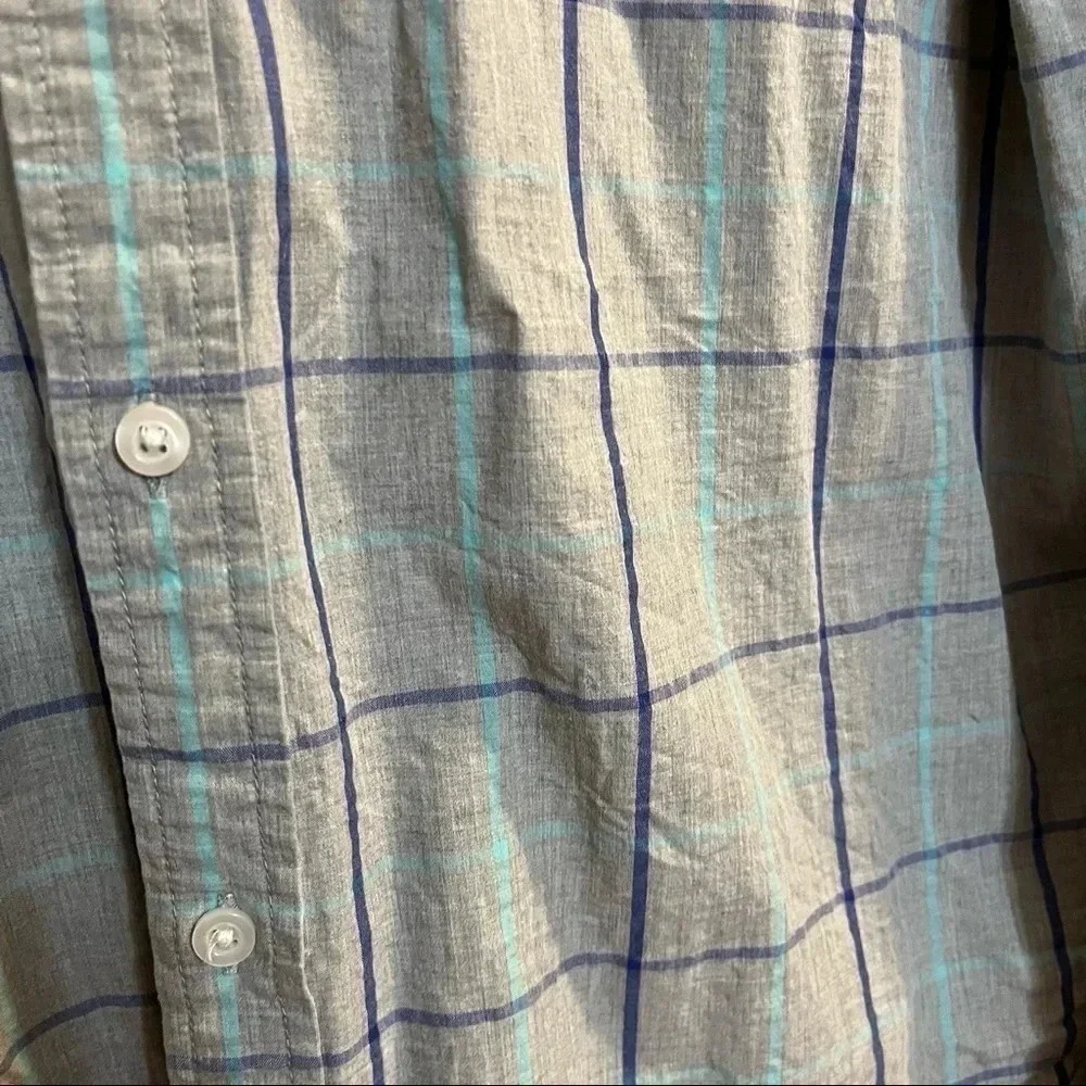 Old Navy Slim Fit The Signature Shirt Mens XL Button Up Shirt Grey Plaid Check